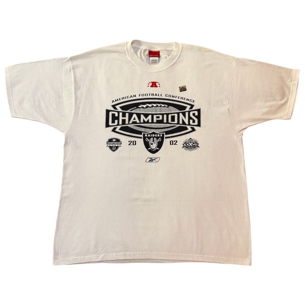 New Vintage Reebok Oakland Raiders 2002 AFC Champion Super Bowl XXXVII TShirt XL